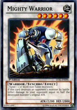 Mighty Warrior LVAL-EN096 Yu-Gi-Oh! Card Light Play 1st Edition - Image 1