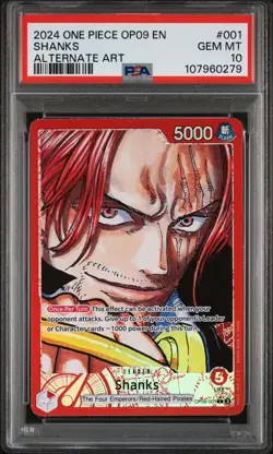 2024 ONE PIECE OP09 EN SHANKS ALTERNATE ART #001 PSA 10 - Image 1