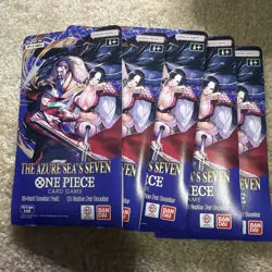One Piece OP14 THE AZURE SEA’S SEVEN Sleeved Blister Packs Lot Of 5 Sealed - Image 1