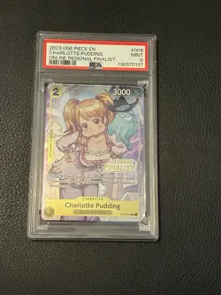 PSA 9 2023 ONE PIECE PROMOS 008 CHARLOTTE PUDDING ONLINE REGIONAL FINALIST - Image 1