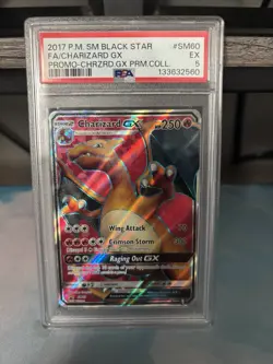 Pokemon TCG Charizard GX Full Art Holo Black Star Promo SM60 Sun & Moon PSA 5 EX - Image 1