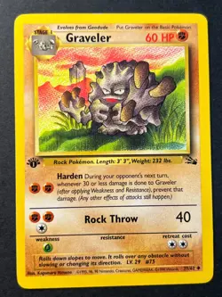 Graveler 37/62 1st Edition Fossil - Uncommon - WOTC Pokemon Card B LP - Image 1