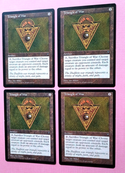 Magic the Gathering MTG Visions TRIANGLE OF WAR X 4 (3 LP/EX & 1 LP/MP) U 1997! - Image 3