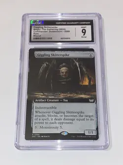 Giggling Skitterspike Extended Art Commander: Duskmourn Rare Pop 1 CGC 9 Miscut - Image 1