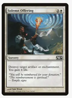 Solemn Offering | Magic 2014 M14 | MTG | EDH Pauper Removal | Common | LP - Image 1