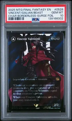 2025 MTG FF BORDERLESS-SURGE FOIL #0528 GALIAN BEAST/VINCENT VALENTINE PSA 10 - Image 1