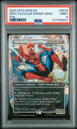 2025 MAGIC: THE GATHERING MARVEL'S SPIDER-MAN FOIL SPECTACULAR SPIDER-MAN PSA 9 - Image 1