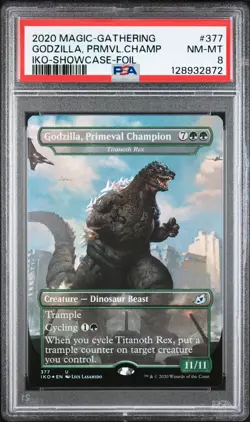 2020 MTG IKORIA:LAIR OF BEHEMOTHS SHOWCASE-FOIL GODZILLA PRIMEVAL CHAMPION PSA 8 - Image 1