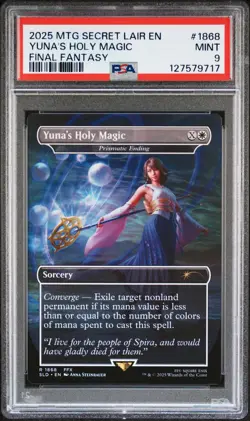 2025 MTG SECRET LAIR DROP FINAL FANTASY: GRIMOIRE #1868 YUNA'S HOLY MAGIC PSA 9 - Image 1