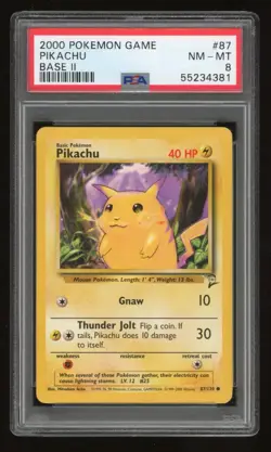 2000 Pokemon Base Set 2 Pikachu #87 PSA 8 - Image 1