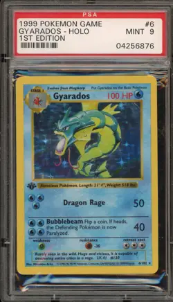 Pokemon Gyarados Base Set Shadowless 1st Edition Holo Rare #6 PSA 9 Mint - Image 1