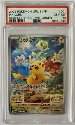 PSA 10 Pikachu 001/sv-p Scarlet & Violet Pre-order Sv Promo Pokemon Japanese GM - Image 1