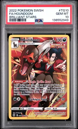2022 POKEMON SWORD & SHIELD BRILLIANT STARS #TG10 FULL ART/HOUNDOOM PSA 10 - Image 1