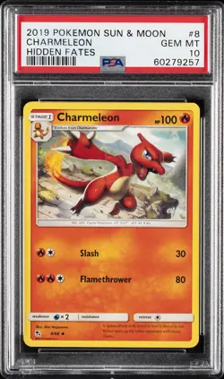 2019 POKEMON SUN & MOON HIDDEN FATES #8 CHARMELEON PSA 10 - Image 1