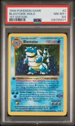 1999 POKEMON BASE SET 1ST EDITION #2 BLASTOISE-HOLO PSA 8.5 - Image 1