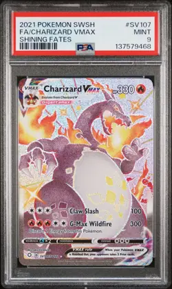 2021 POKEMON SWORD & SHIELD SHINING FATES #SV107 FULL ART CHARIZARD VMAX PSA 9 - Image 1