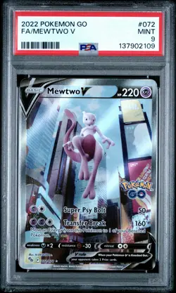 2022 POKEMON GO #072 FULL ART/MEWTWO V PSA 9 - Image 1