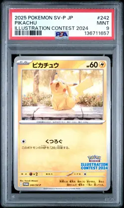 2025 POKEMON JAPANESE SV-P PROMO ILLUSTRATION CONTEST 2024 #242 PIKACHU PSA 9 - Image 1