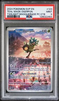 2024 POKEMONTWILIGHT MASQUERADE POKEMON CENTER ETB #123 TEAL MASK OGERPON PSA 9 - Image 1