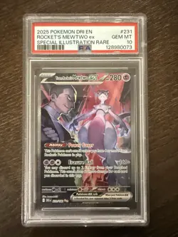 Pokemon 2025 Team Rocket's Mewtwo ex 231/182 SIR Destined Rivals GEM MINT PSA 10 - Image 1