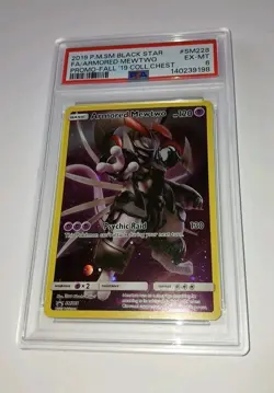 Pokemon 2019 Fall Chest Black Star Promo Armored Mewtwo Full Art #SM228 PSA 6 EX - Image 1