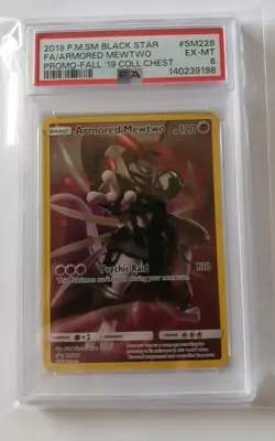 Pokemon 2019 Fall Chest Black Star Promo Armored Mewtwo Full Art #SM228 PSA 6 EX - Image 5