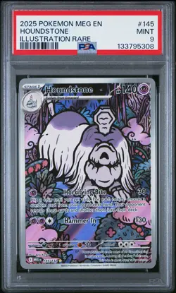 2025 POKEMON MEG EN-MEGA EVOLUTION ILLUSTRATION RARE #145 HOUNDSTONE PSA 9 - Image 1
