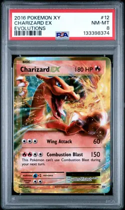 2016 POKEMON XY EVOLUTIONS #12 CHARIZARD EX PSA 8 - Image 1
