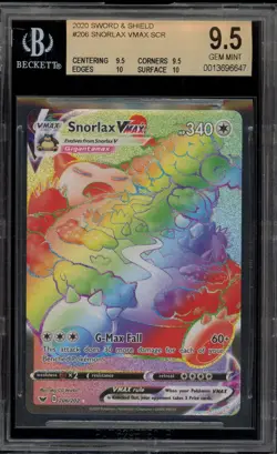Pokemon Snorlax VMAX Sword & Shield Secret Rare FA #206 DAMAGED SLAB BGS 9.5 - Image 1