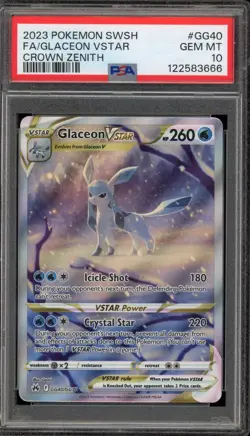 Pokemon Glaceon VSTAR Crown Zenith Galarian Gallery Full Art #GG40 PSA 10 - Image 1
