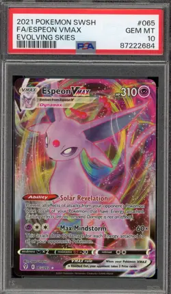 Pokemon Espeon VMAX Evolving Skies Full Art #065 PSA 10 Gem Mint - Image 1