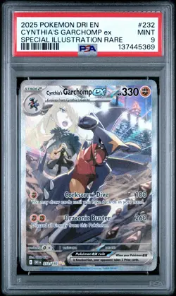 2025 POKEMON DRI SPECIAL ILLUSTRATION RARE #232 CYNTHIA'S GARCHOMP EX PSA 9 - Image 1