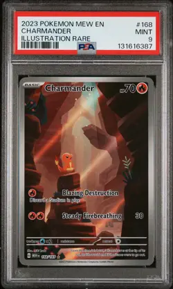 2023 POKEMON MEW EN-151 ILLUSTRATION RARE #168 CHARMANDER PSA 9 - Image 1