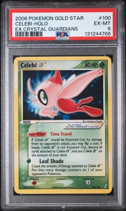 2006 POKEMON EX CRYSTAL GUARDIANS GOLD STAR #100 CELEBI-HOLO PSA 6 - Image 1