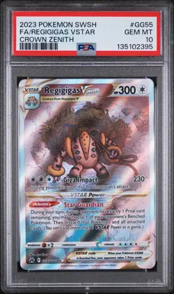 2023 POKEMON SWORD & SHIELD CROWN ZENITH #GG55 FULL ART/REGIGIGAS VSTAR PSA 10 - Image 1