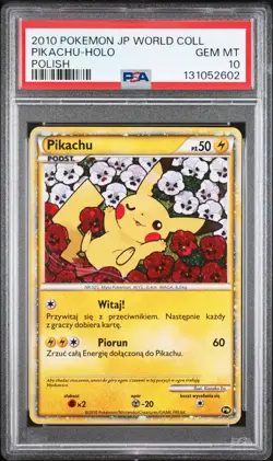 2010 POKEMON JAPANESE WORLD COLLECTION POLISH PIKACHU-HOLO PSA 10 - Image 1