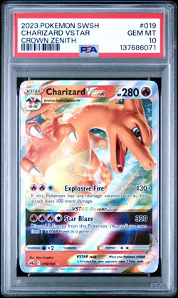 2023 POKEMON SWORD & SHIELD CROWN ZENITH #019 CHARIZARD VSTAR PSA 10 - Image 1