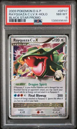 2009 POKEMON DIAMOND & PEARL BLACK STAR PROMO #DP47 RAYQUAZA C LV.X-HOLO PSA 8 - Image 1