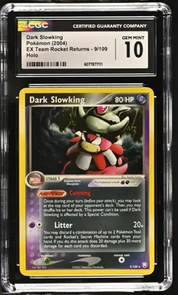 CGC 10 GEM MINT Dark Slowking EX Team Rocket Returns 9/109 Holo Pokemon Card - Image 1