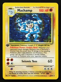 Machamp 8/102 Holo Rare 1st Edition Base Set Unlimited Pokemon Card - Image 1