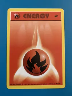 1st Edition Shadowless Fire Energy 98/102 Base Set Rare Vintage Pokemon Card - Image 1