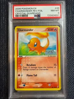 POKEMON EX CRYSTAL GUARDIANS CHARMANDER #48 REVERSE HOLO PSA 8 NM-MT #41377982 - Image 1