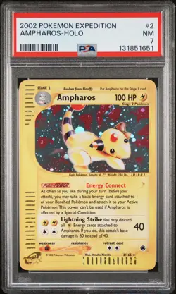 2002 POKEMON EXPEDITION #2 AMPHAROS-HOLO PSA 7 - Image 1