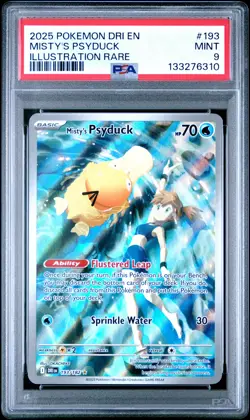 2025 POKEMON DRI EN-DESTINED RIVALS ILLUSTRATION RARE #193 MISTY'S PSYDUCK PSA 9 - Image 1