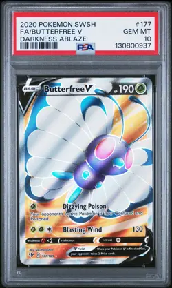 2020 POKEMON SWORD & SHIELD DARKNESS ABLAZE #177 FULL ART/BUTTERFREE V PSA 10 - Image 1