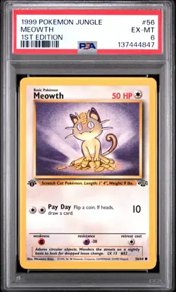 1999 POKEMON JUNGLE 1ST EDITION #56 MEOWTH PSA 6 - Image 1