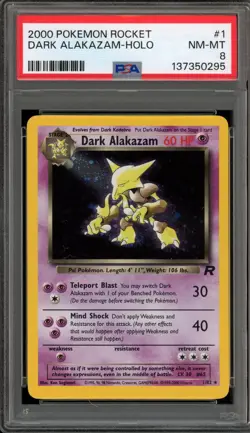 Pokemon Dark Alakazam Team Rocket Unlimited Holo Rare #1 PSA 8 - Image 1