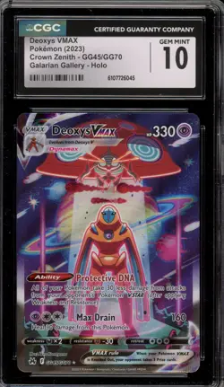 Pokemon Deoxys VMAX Crown Zenith Galarian Gallery Full Art #GG45 CGC 10 Gem Mint - Image 1