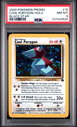 2000 POKEMON PROMO BLACK STAR #15 COOL PORYGON-HOLO PSA 8 - Image 1