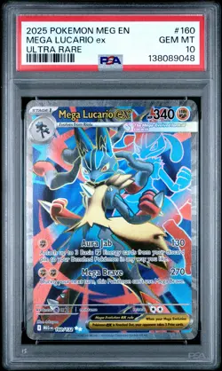 2025 POKEMON MEG EN-MEGA EVOLUTION ULTRA RARE #160 MEGA LUCARIO EX PSA 10 - Image 1